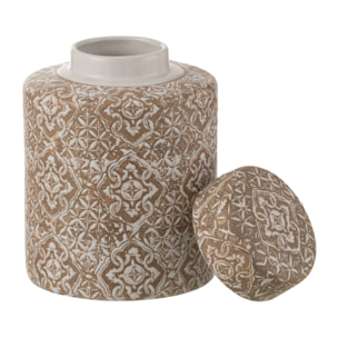 J-Line décoration Urne Wabi - porcelaine - beige/blanc - small