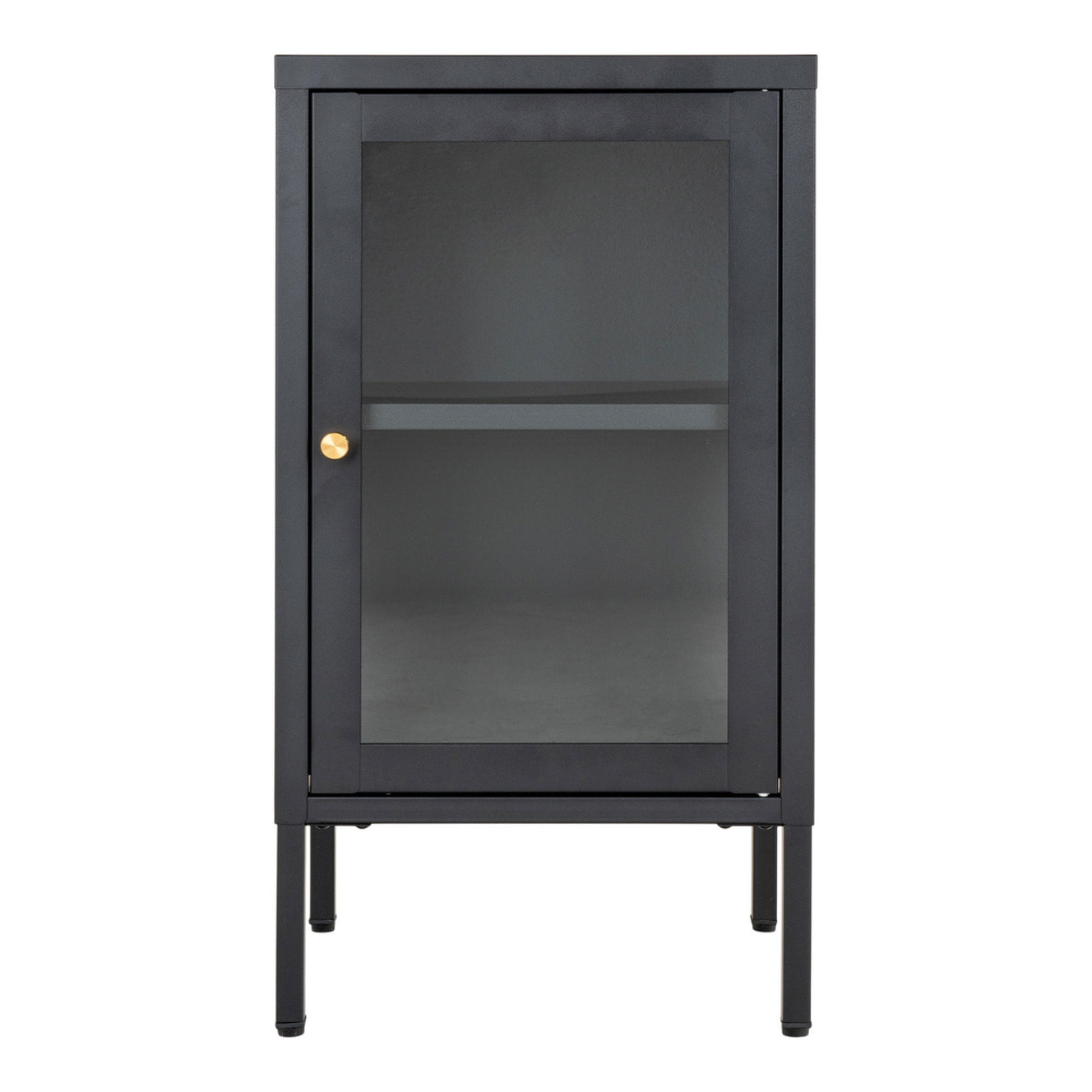 Armadietto Dalby in acciaio e vetro nero 38x35x70 cm