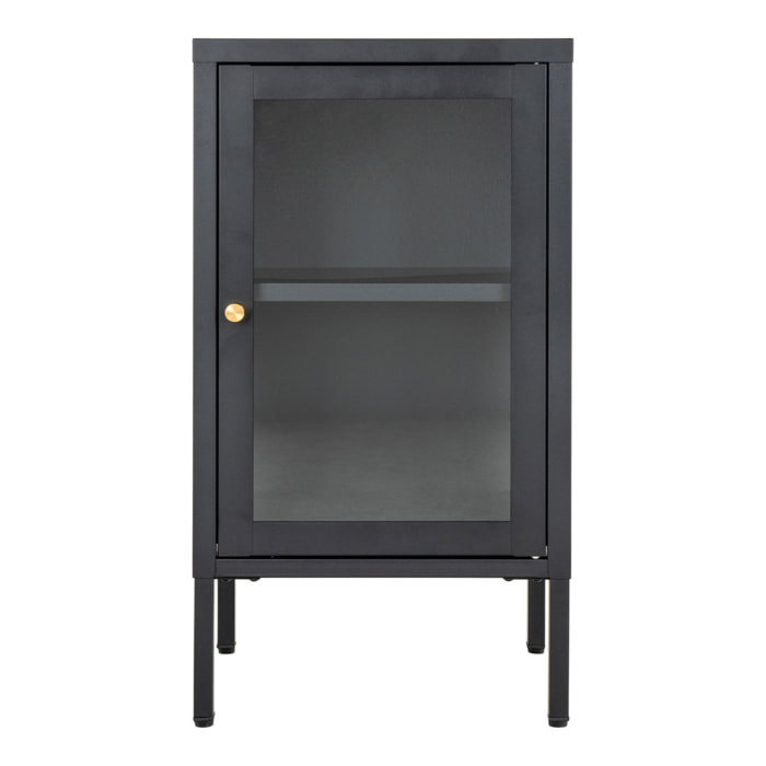 Armadietto Dalby in acciaio e vetro nero 38x35x70 cm