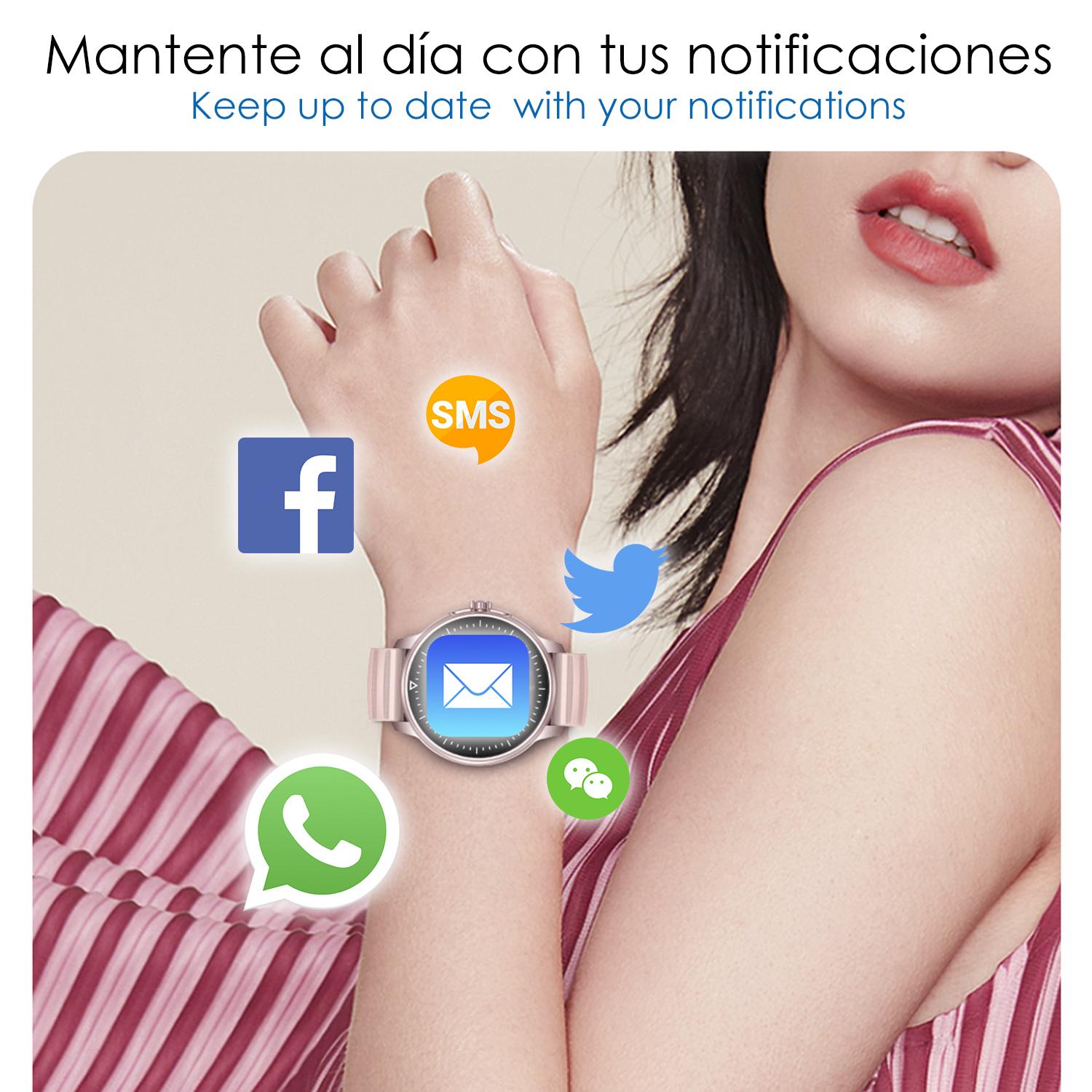 DAM Smartwatch ZW45 con notificaciones de Apps, llamadas Bluetooth. Monitor de tensión y oxígeno en sangre. Corona multifunción. 4,9x1,1x4,7 Cm. Color: Azul