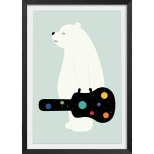 Affiche enfant guitar in hand Affiche + cadre en bois - Noir