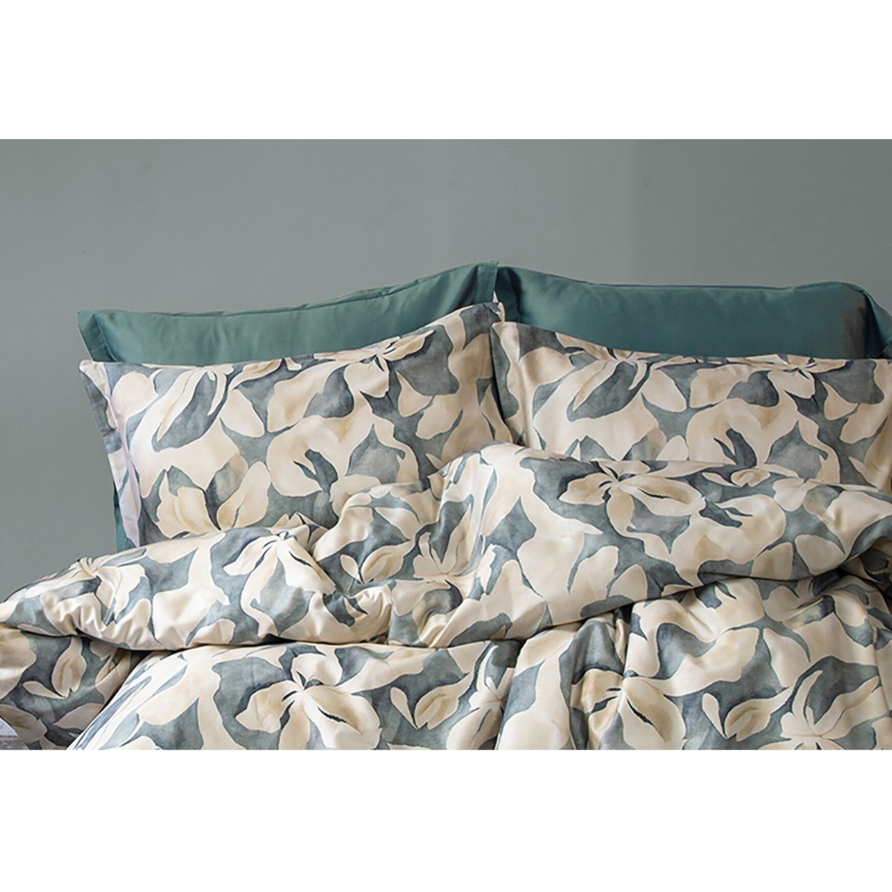 Parure housse de couette 240x220 cm et 2 taies d'oreiller 63x63cm satin de coton imprimé