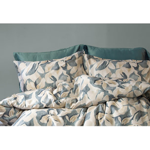 Parure housse de couette 240x220 cm et 2 taies d'oreiller 63x63cm satin de coton imprimé