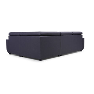 Dustin - Canapé d'angle L réversible - 5 places - Convertible avec coffre - Têtieres réglables - Noir / Gris