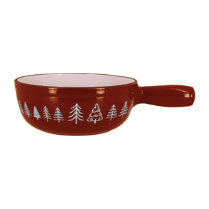 Caquelon en fonte 1,9L brique avec décor sapin MONTAGNE