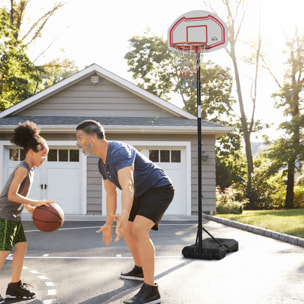 Panier de Basket-Ball sur pied avec poteau panneau - base de lestage sur roulettes - hauteur réglable 5 niveaux 2,45-2,95 m - acier HDPE noir blanc