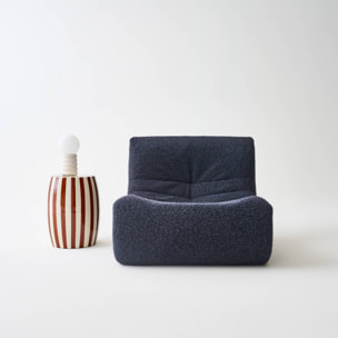Table d'appoint, bout de canapé, table de chevet acier émaillé, rayures bicolores Ø35 x H 46cm MIZZY