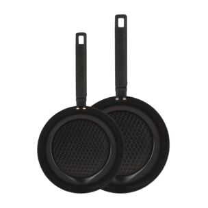 Set de 2 poêles en aluminium noir - compatible induction