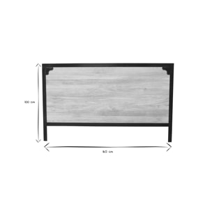 Tête de lit en bois manguier massif et métal noir L165 cm INDUSTRIA