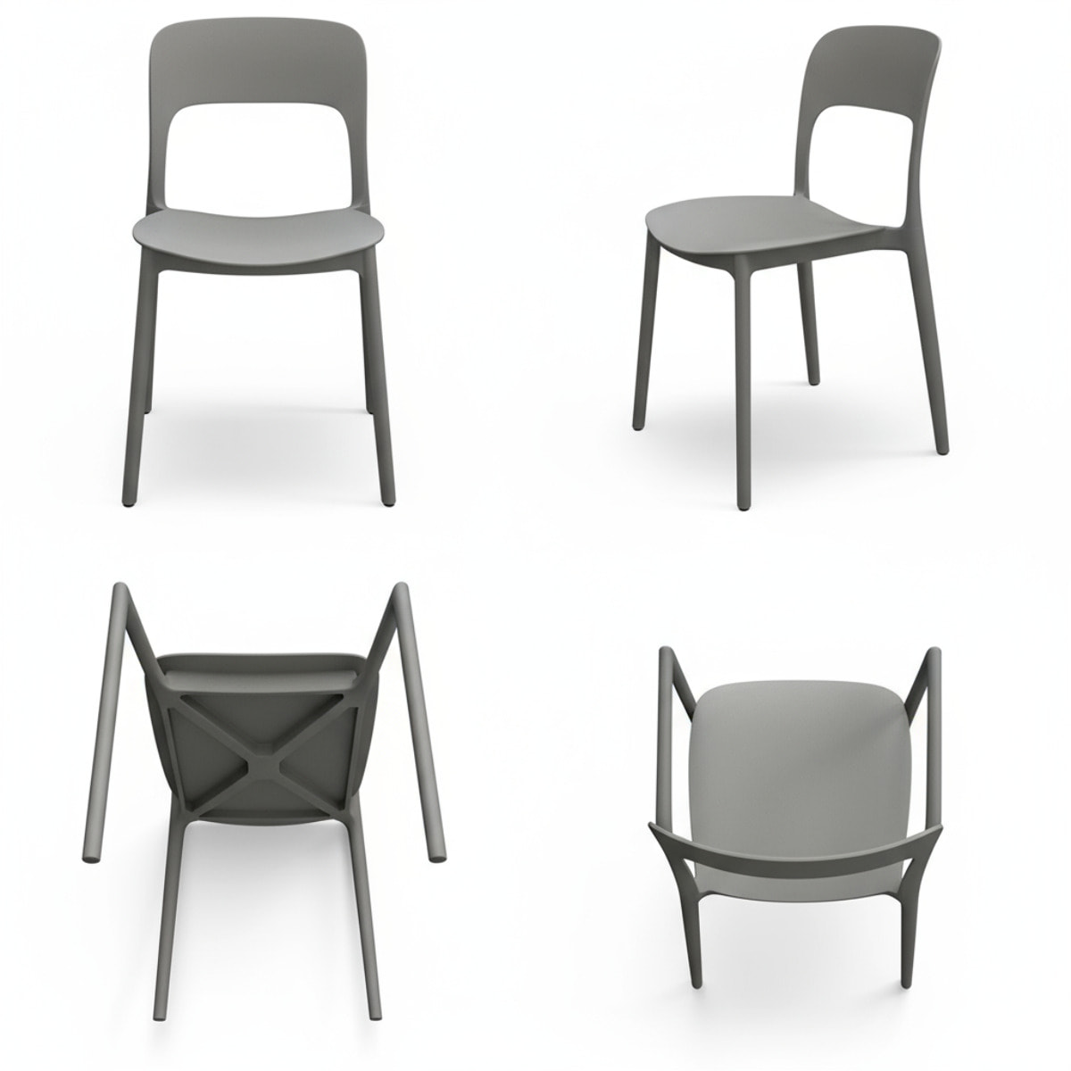 Set 4 Sedie Da Giardino In Polipropilene Impilabili Leggere E Resistenti Ideali Per Esterni Terrazze Giardini Bar Dehors Ristoranti Grigio