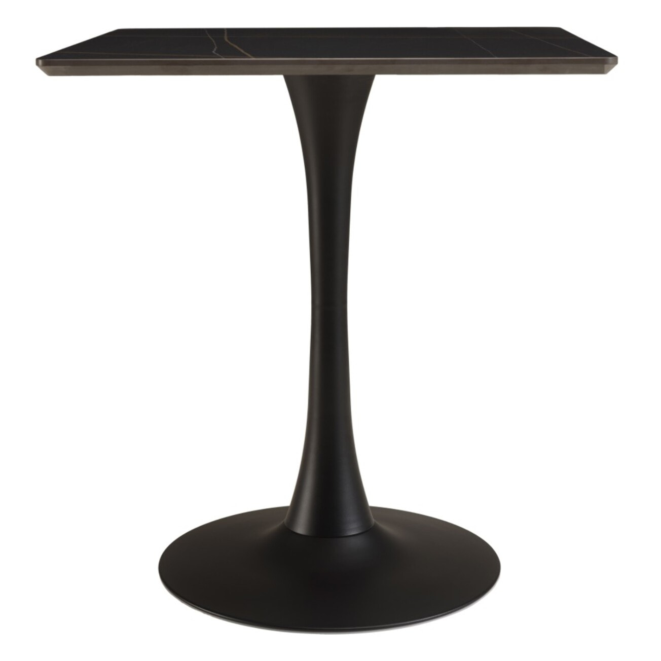 ICARE - Ensemble n°3: table bistrot 70x70cm en céramique marbré noir