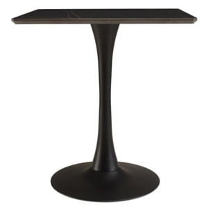 ICARE - Ensemble n°3: table bistrot 70x70cm en céramique marbré noir