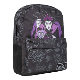 Mochila casual de villanas de disney - color negro - 32x12x42 cm - fabricada en poliéster - estampado con motivos de maléfica