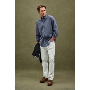 Camisa cotolino azul denim de corte regular con logo Rigby Go