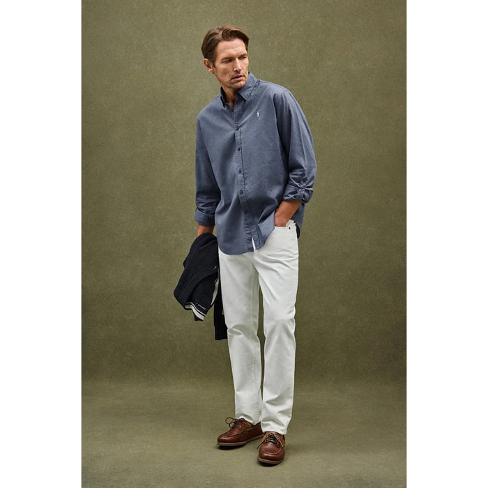 Camisa cotolino azul denim de corte regular con logo Rigby Go