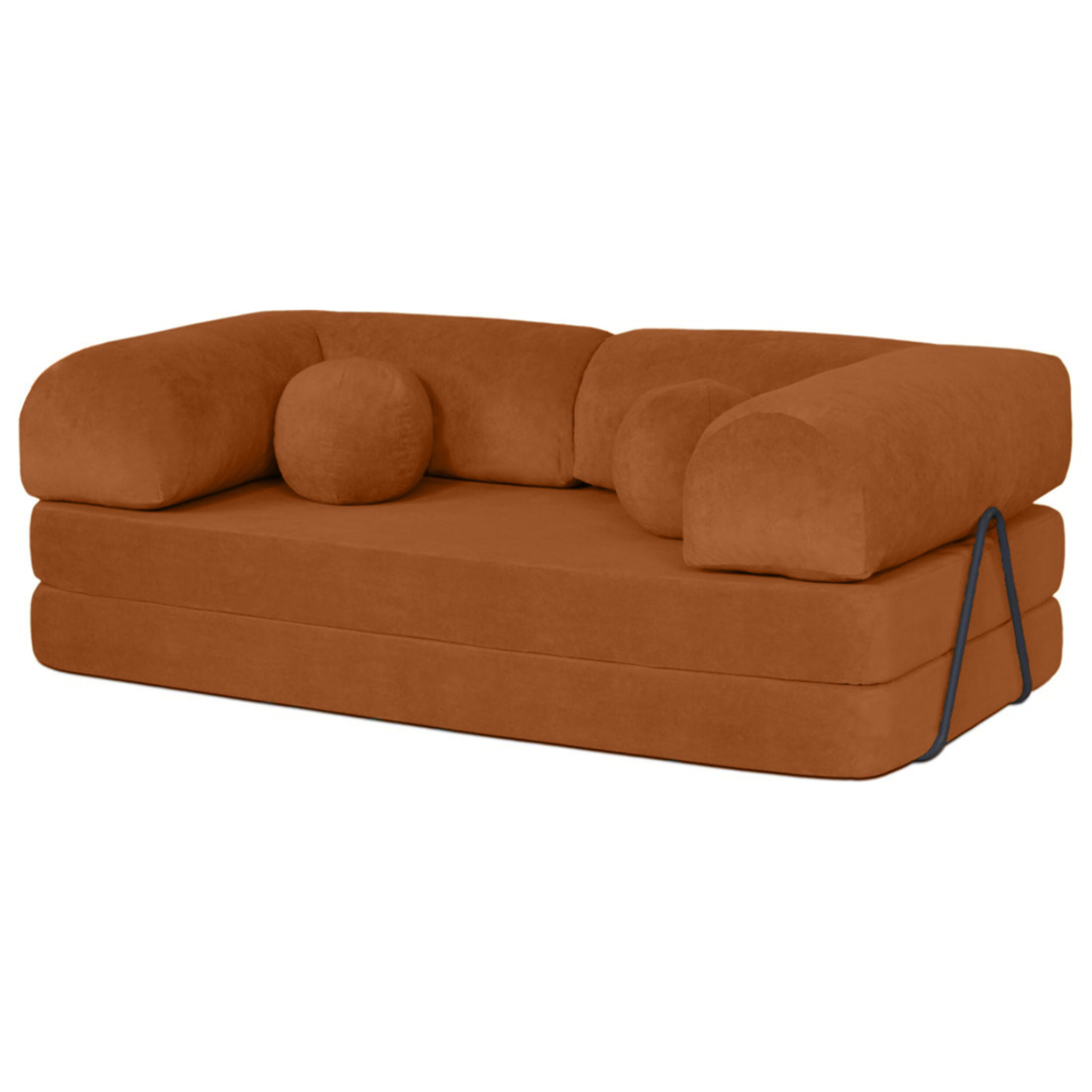 Nebula - Canapé 3 places convertible en velours texturé - Terracotta