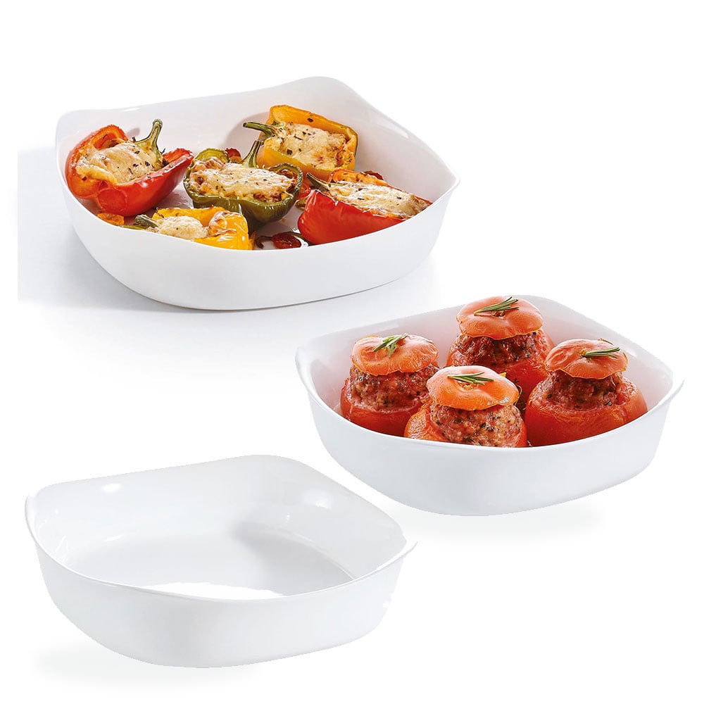 Lot de 3 plats de cuisson carrés, 2x20cm et 1x29cm Smart Cuisine Carine - Luminarc - Résistant au four à 250°C