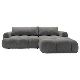 Yulin - Canapé d'angle droit 4 places convertible avec coffre en tissu bouclette - Gris foncé