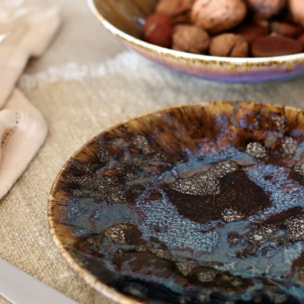 Service de table 48 pièces en porcelaine marron VOLCANO