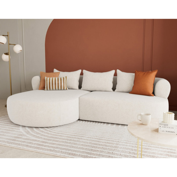 Angela - canapé d'angle gauche 4 places en velours texturé - Beige