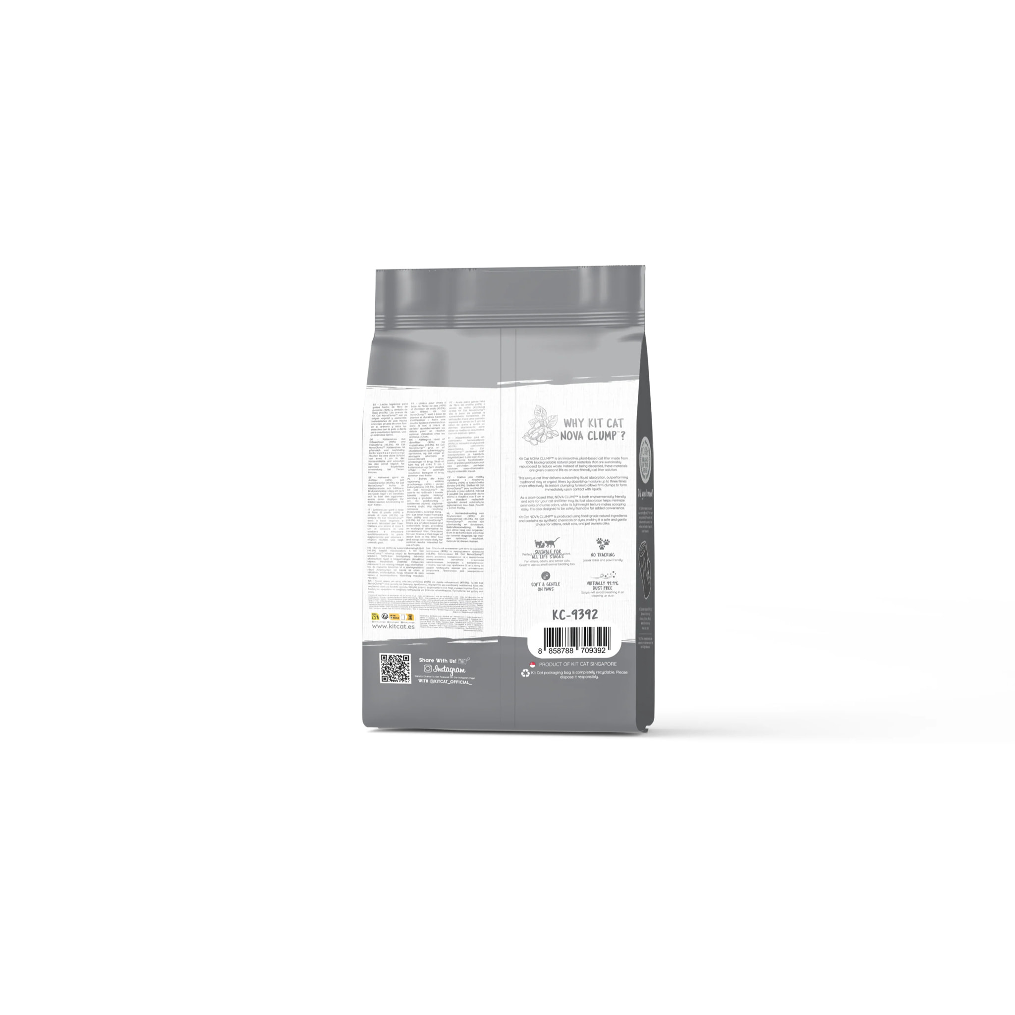 Kit Cat Arena Eco Nova - Charcoal 7 L Arena para gatos