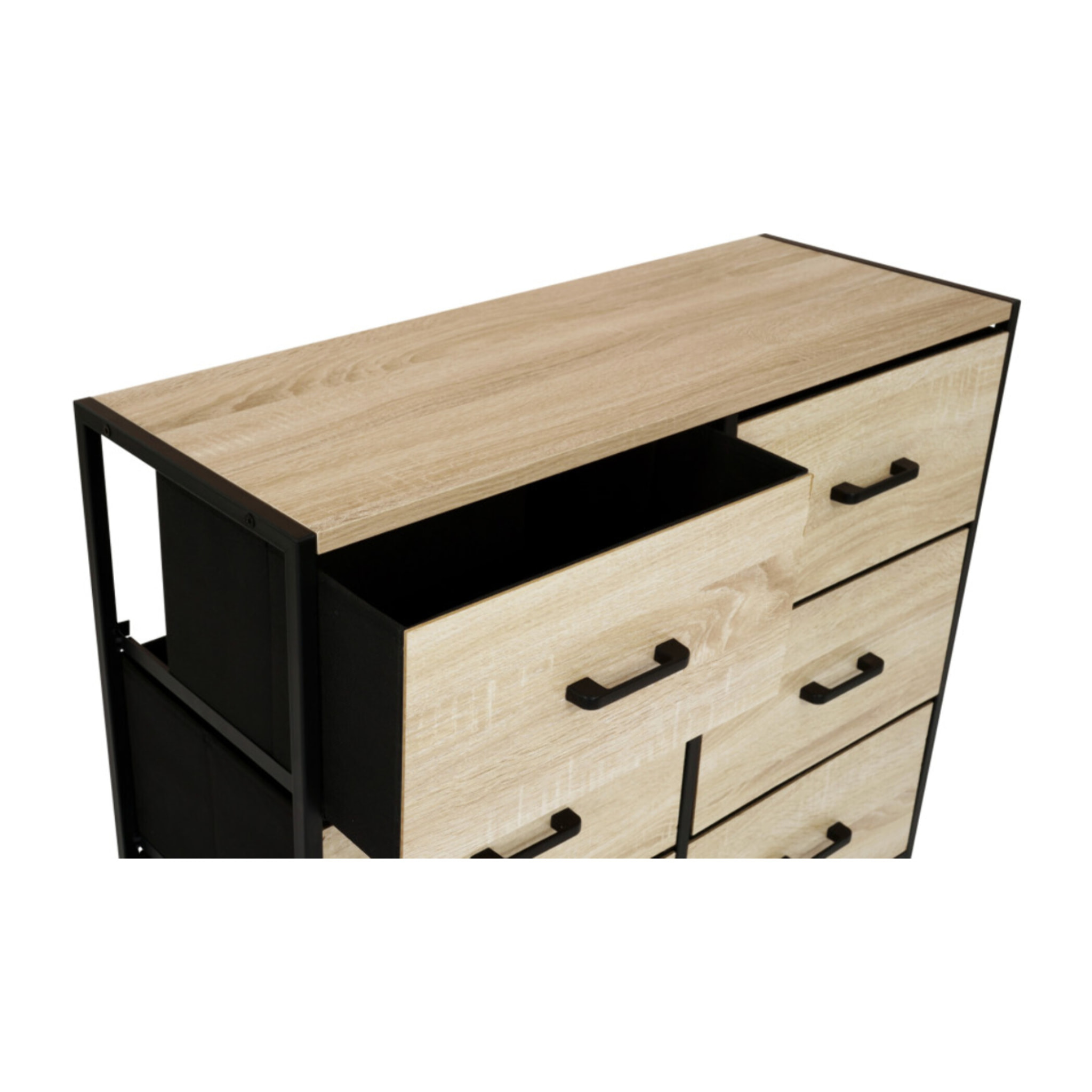 Commode Iris 6 tiroirs en bois et tissu