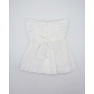 VESTIDO CEREMONIA MUSELINA BORDADA BLANCO