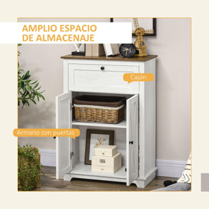 Aparador para Salón Armario de Almacenamiento con Puertas Dobles Cajón y Estante Ajustable para Cocina Dormitorio 60x30x87,4 cm Blanco