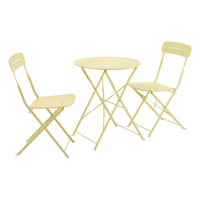 Table de jardin bistrot pliante ronde acier + 2 assises BALCONEA