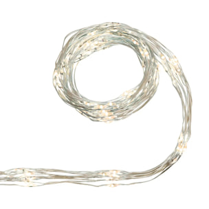Guirlande lumineuse cascade d'extérieur 1 m 200 LED blanc chaud fil cuivre 13 fonctions avec minuteur sur secteur