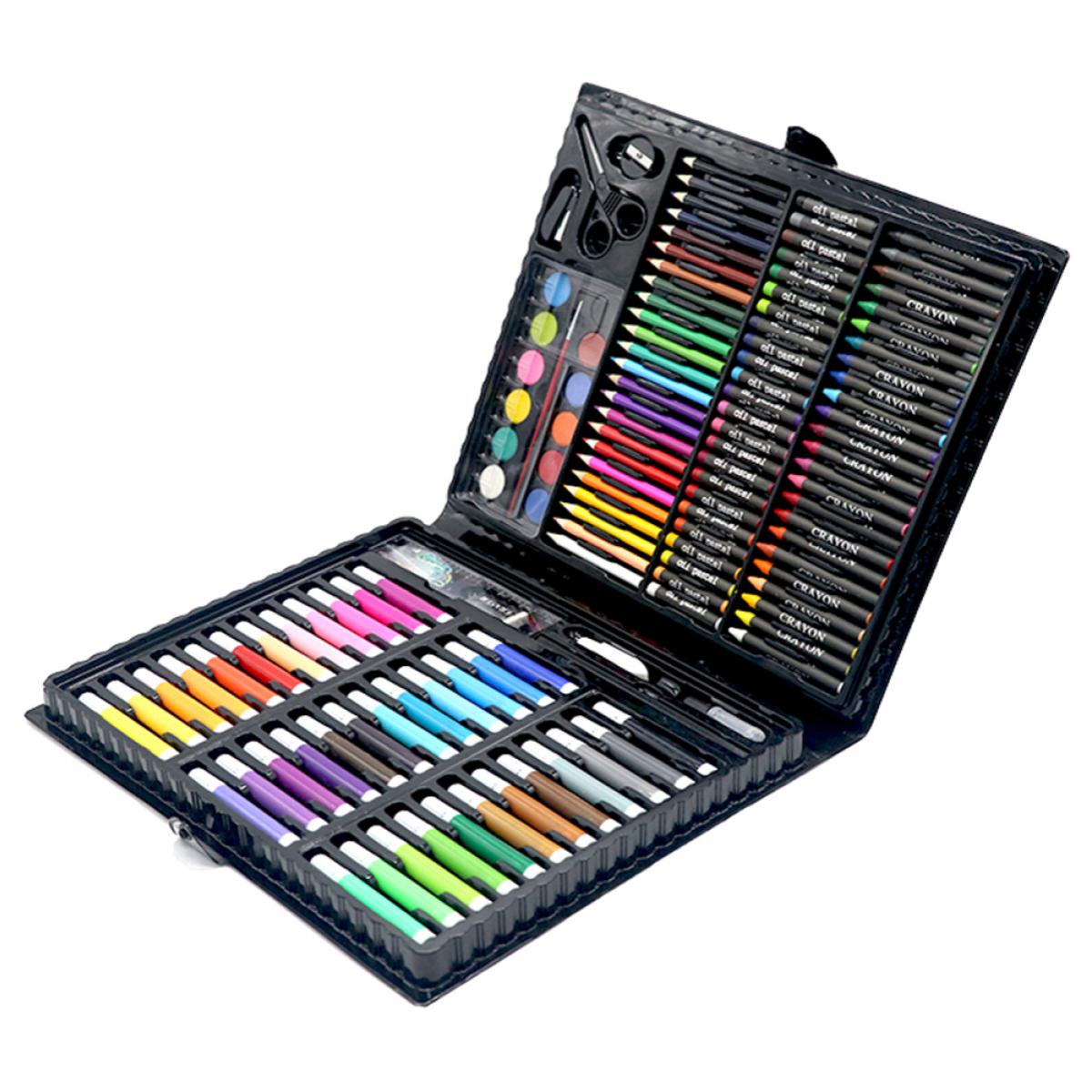 Set da pittura con 150 pezzi. Include matite, acquerelli, pennarelli, pastelli e accessori.