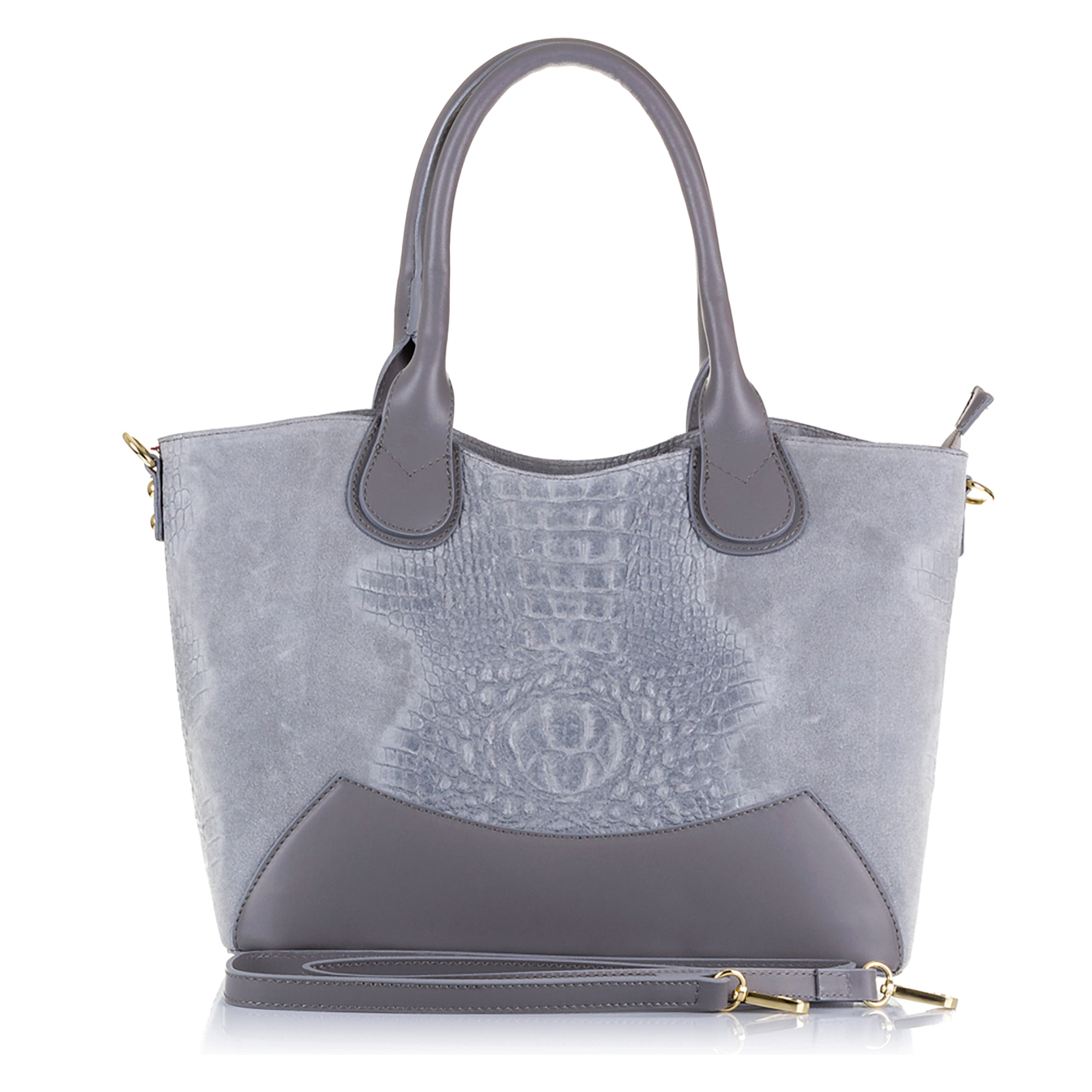 Vercurago Borsa tote Donna.Pelle autentica Camoscio Inciso Coccodrillo Ruga