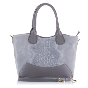 Vercurago Borsa tote Donna.Pelle autentica Camoscio Inciso Coccodrillo Ruga