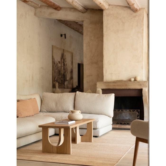 Mesa de centro de madera maciza de álamo en 120x50cm Alto: 40 Largo: 120 Ancho: 50