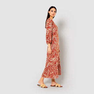 Vestido midi viscosa portabales teja