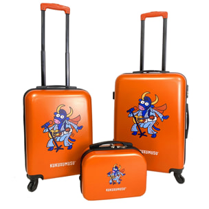 Juego de maletas rígidas con ruedas kukuxumusu 3 piezas color naranja
