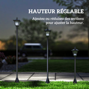 Outsunny Luminaire extérieur solaire lampadaire lanterne classique LED 10 Lm dim. 15L x 15l x 120H cm noir