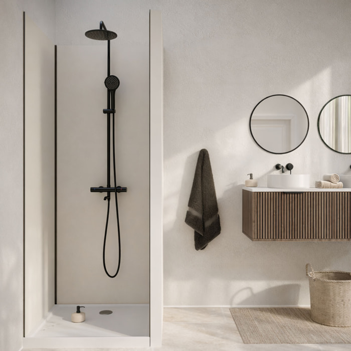 Pack de 3 Panneaux Muraux Aluminium Ivoire 90x210 cm avec Profilés Noirs - WALL'IT