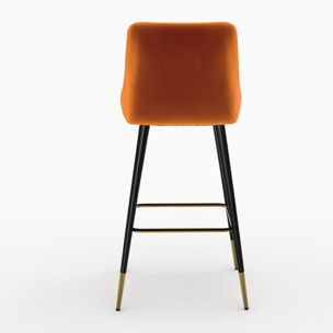 Pack 4 chaises de bar en velours orange et jaune 77,5 cm - Aristote
