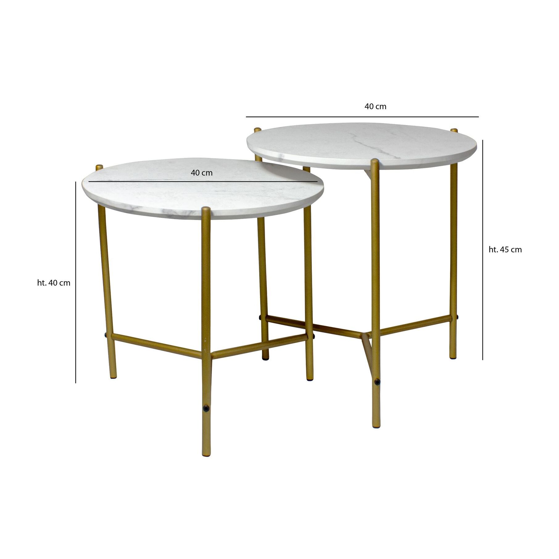 Set de 2 tables basses effet marbre et pieds en métal SHIAP