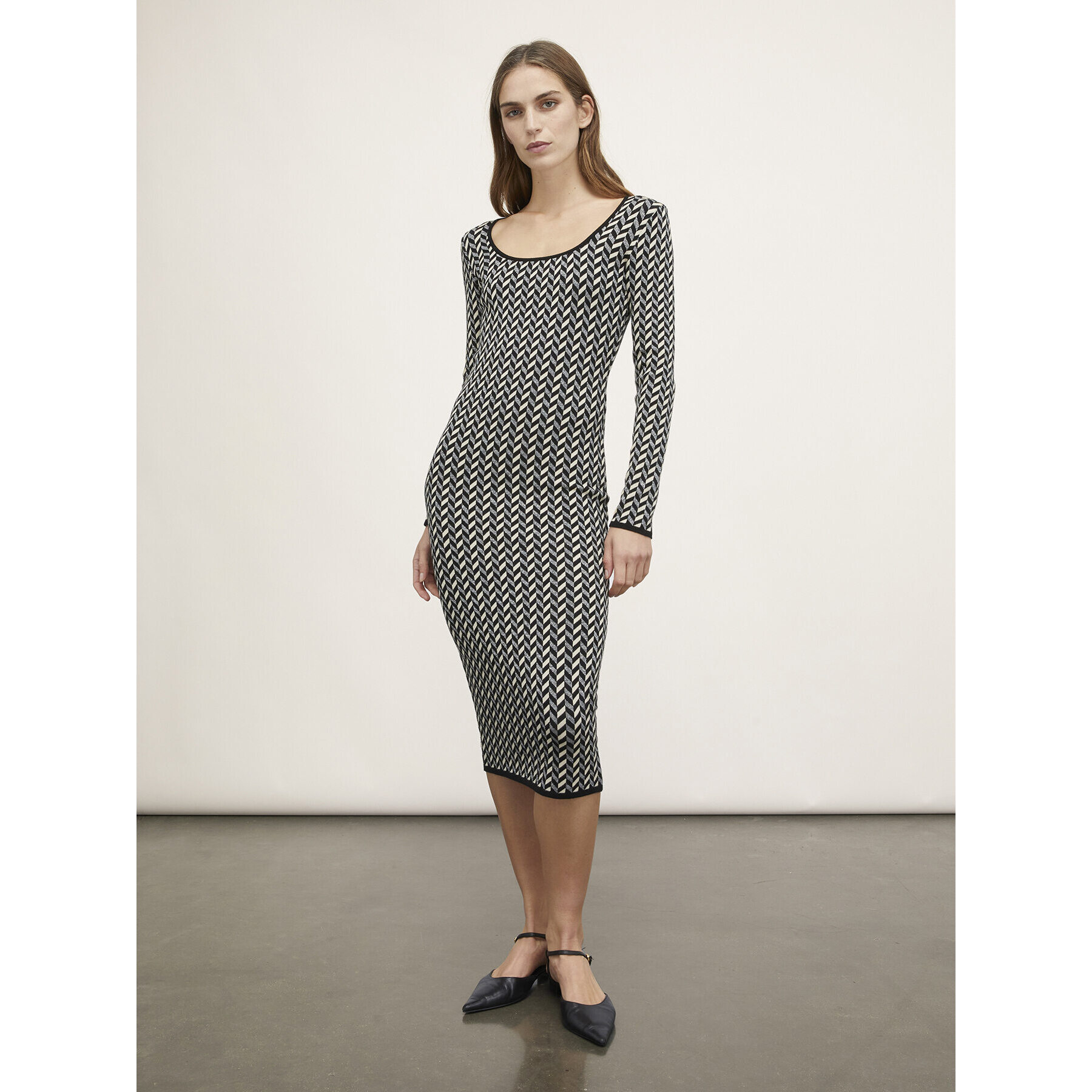 Motivi - Vestido tubo de punto jacquard lúrex - Negro