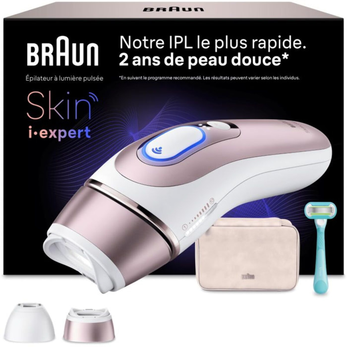 Epilateur lumière pulsée BRAUN IPL PL7211 Skin i-expert, 2 têtes, 1 rasoir Gillette Venus, 1 pochette