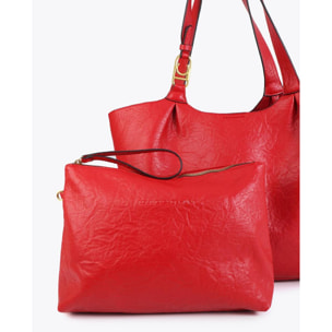 Borsa shopper con pieghe e logo sul manico