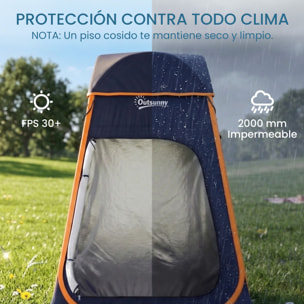 Tienda de Campaña Instantánea Pop-Up Tienda de Ducha Camping Portátil con Ventanas Enrollables Bolsillo y Bolsa de Transporte UV 30+ Impermeable 2000mm para Baño 152x152x200 cm Azul Oscuro