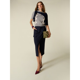 Oltre - Gonna tubino cargo - Blu