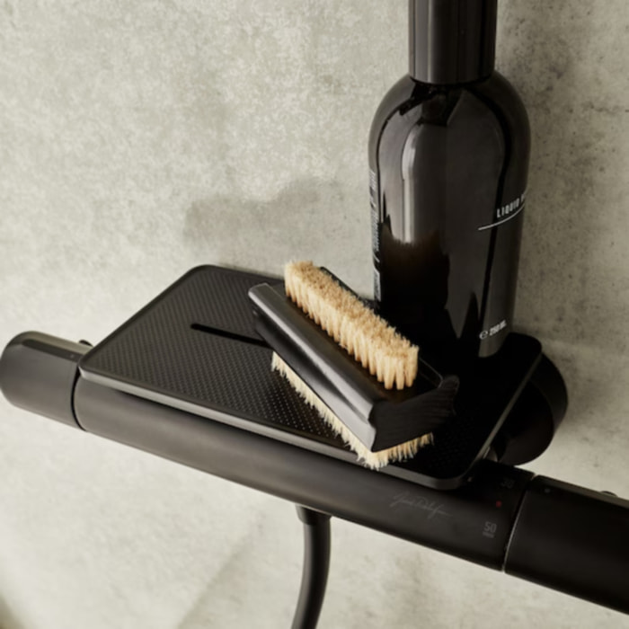 Tablette de douche installation sur mitigeur de douche noir mat
