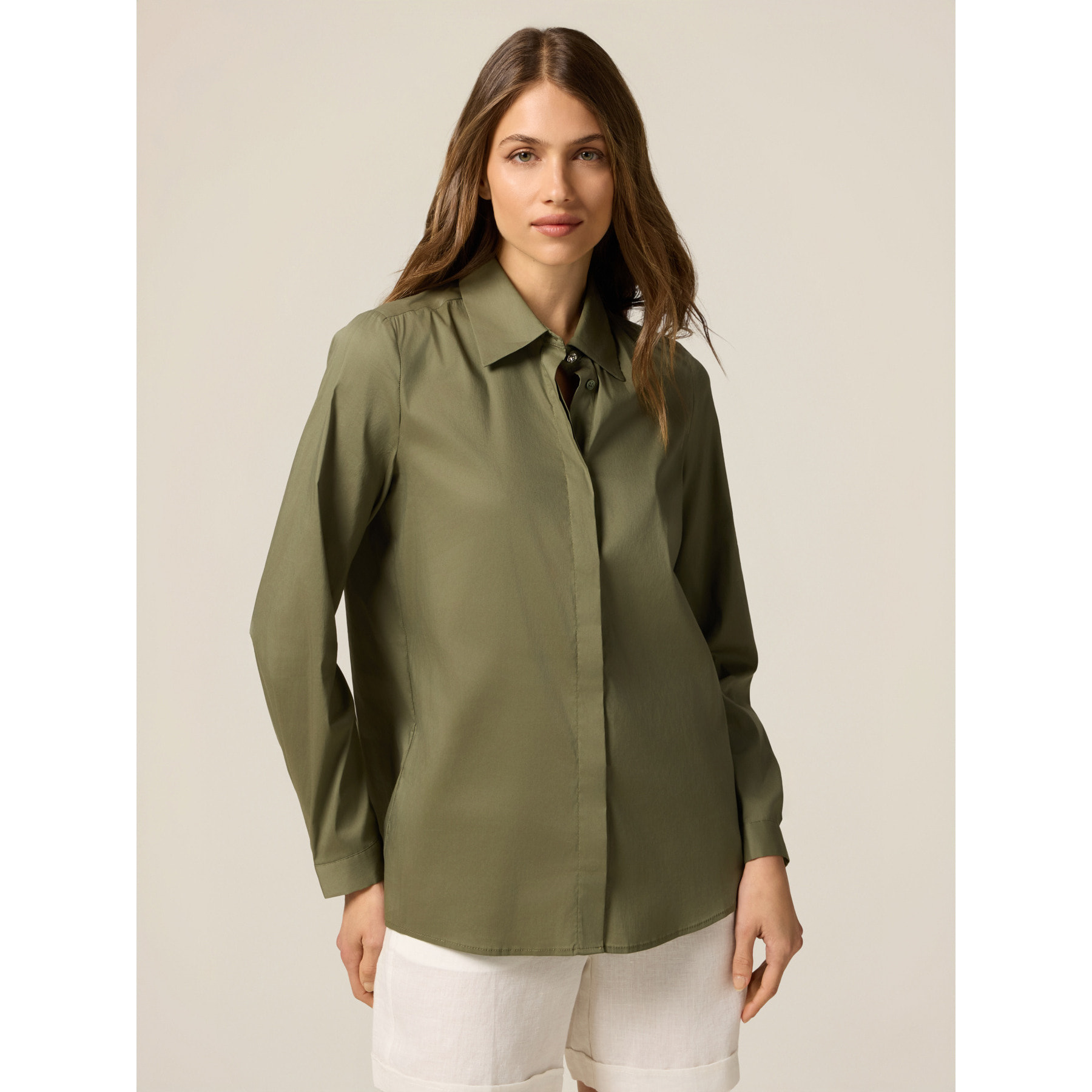 Oltre - Camicia in popeline - Verde militare