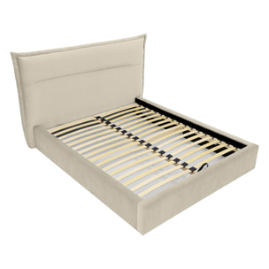 Emy - lit coffre - 140x200 cm - en velours - sommier inclus - Beige