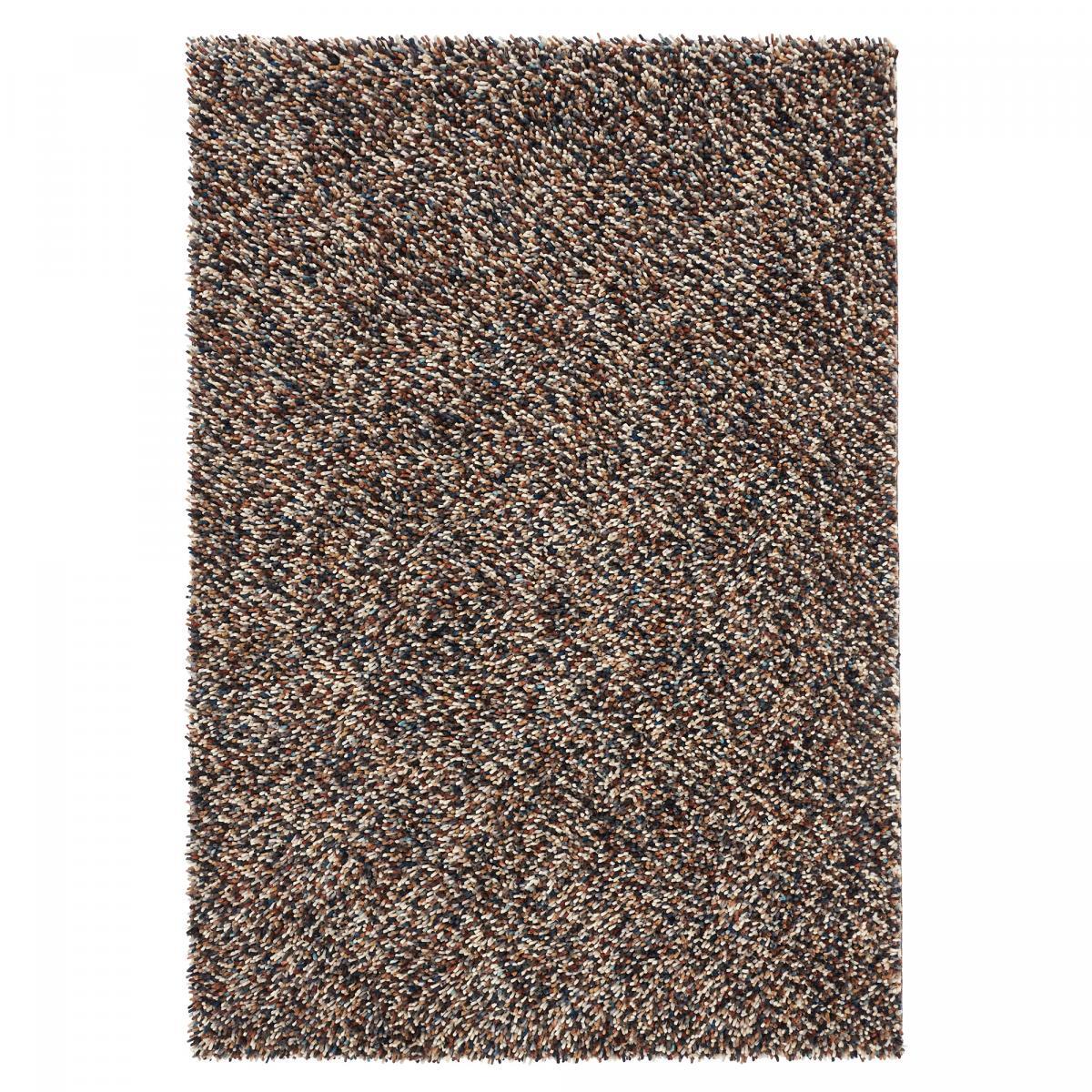 Tapis shaggy tissé en laine motif faux uni ELRA