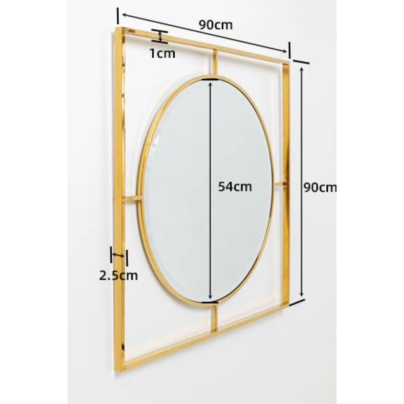 Miroir Stanford 90x90cm doré Kare Design